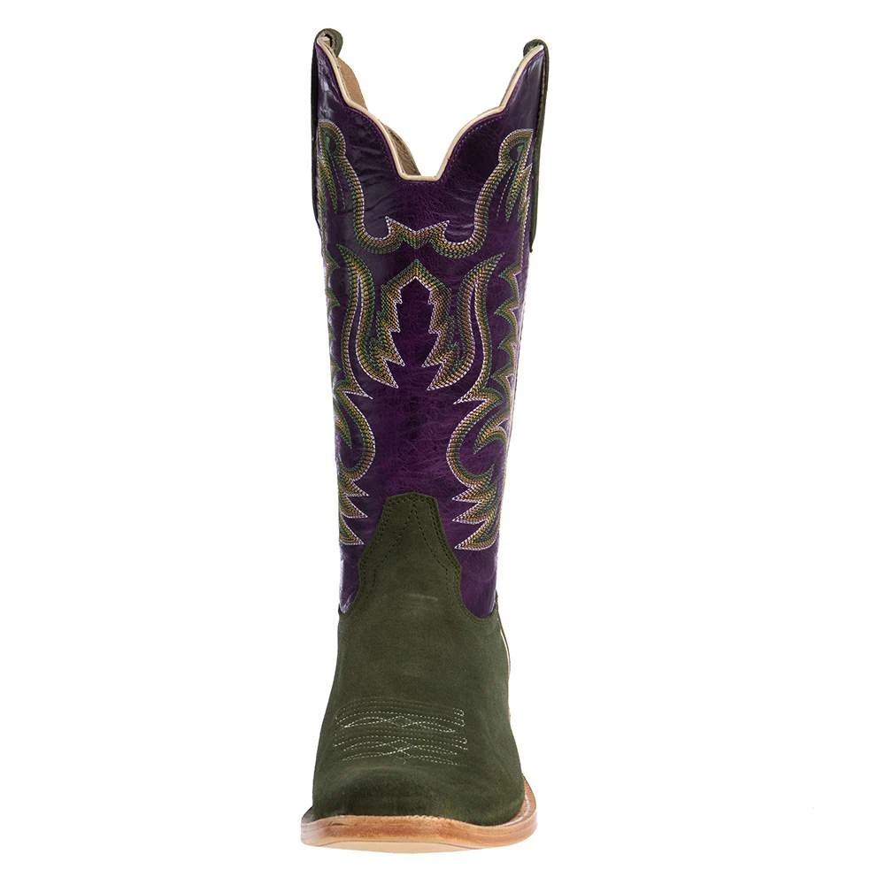 R. WATSON BOOTS R Watson Boots Men's Forrest Green Roughout 13in. Electric Purple Cowhide Top Cutter Toe Cowboy Boots 2 R. WATSON BOOTS R Watson Boots Men's Forrest Green Roughout 13in. Electric Purple Cowhide Top Cutter Toe Cowboy Boots - Image 2