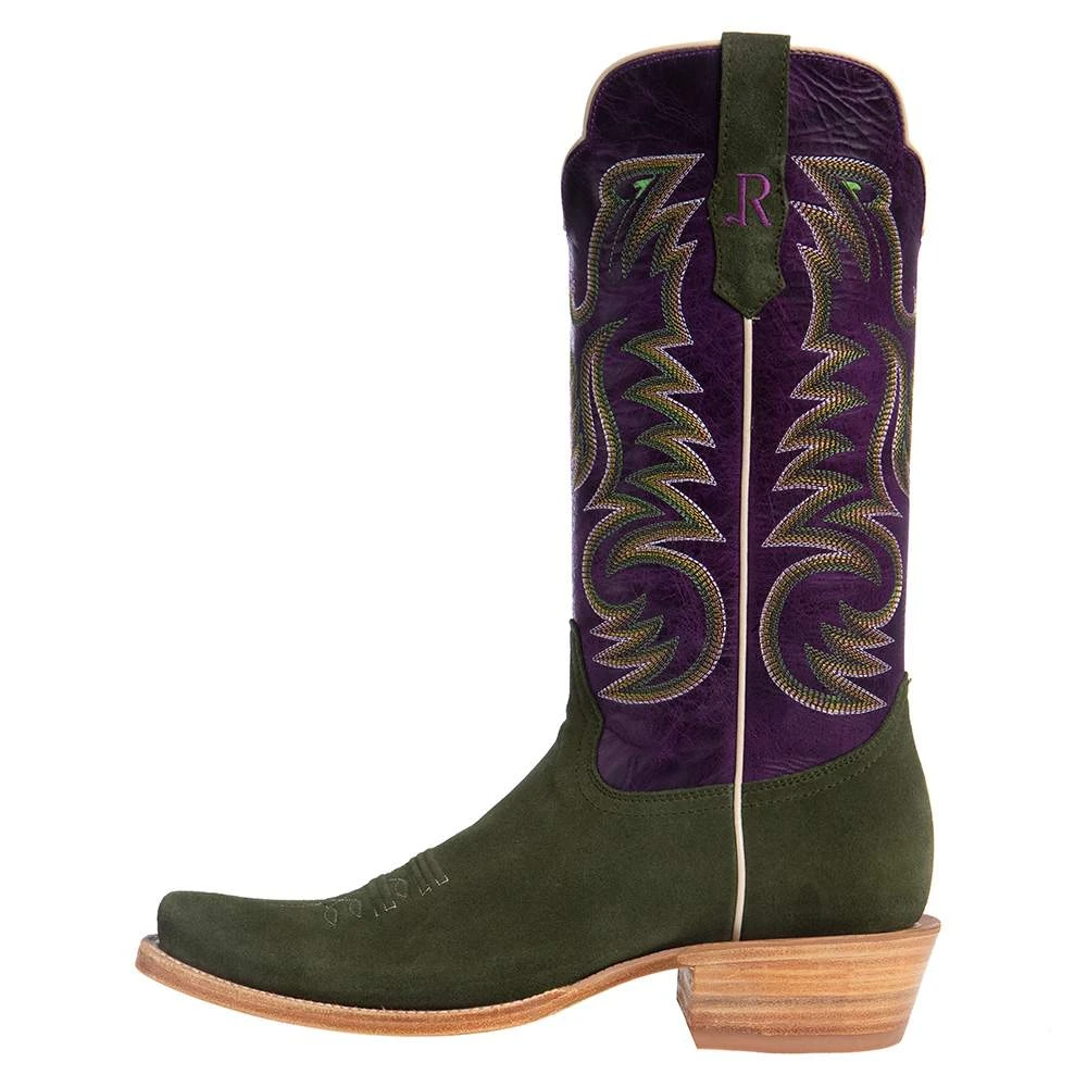 R. WATSON BOOTS R Watson Boots Men's Forrest Green Roughout 13in. Electric Purple Cowhide Top Cutter Toe Cowboy Boots 3 R. WATSON BOOTS R Watson Boots Men's Forrest Green Roughout 13in. Electric Purple Cowhide Top Cutter Toe Cowboy Boots - Image 3