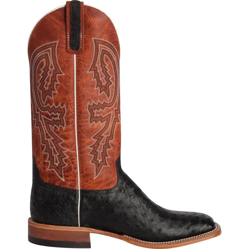 Anderson Bean Men's Black Full Quill Ostrich Rust Cowboy Boots 4 Anderson Bean Men's Black Full Quill Ostrich Rust Cowboy Boots - Image 4