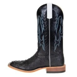 Anderson Bean Men's Black Full Quill Ostrich 13in. Black Kidskin Top Square Toe Boots -Ariat Sales Store S3015 2