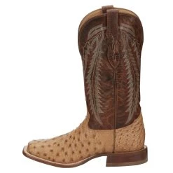 Tony Lama Men's Tony Lama Tan Full Quill Ostrich 13in. Chestnut Cowhide Top Square Toe Boot -Ariat Sales Store SA8266 2