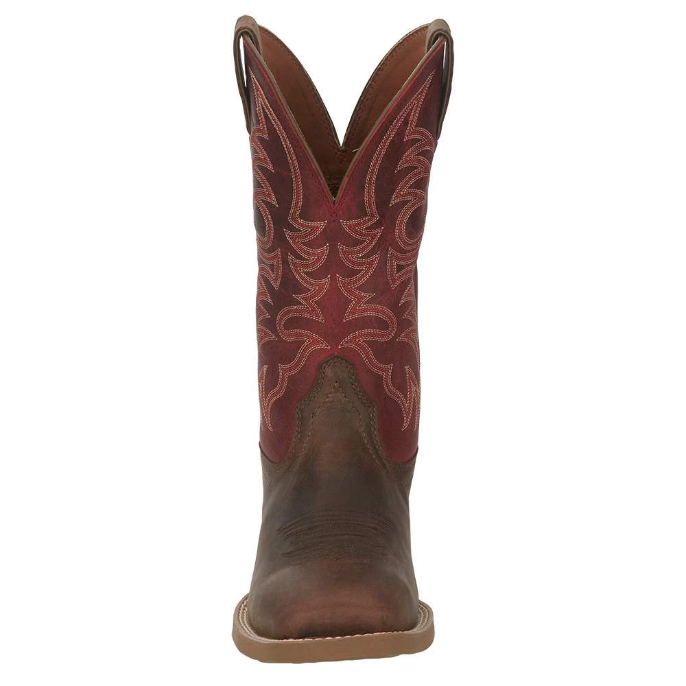 Justin Boots Men`s Syrup Brown Water Buffalo 12 In Chili Pepper Red Top Cowboy Boot 2 Justin Boots Men`s Syrup Brown Water Buffalo 12 In Chili Pepper Red Top Cowboy Boot - Image 2