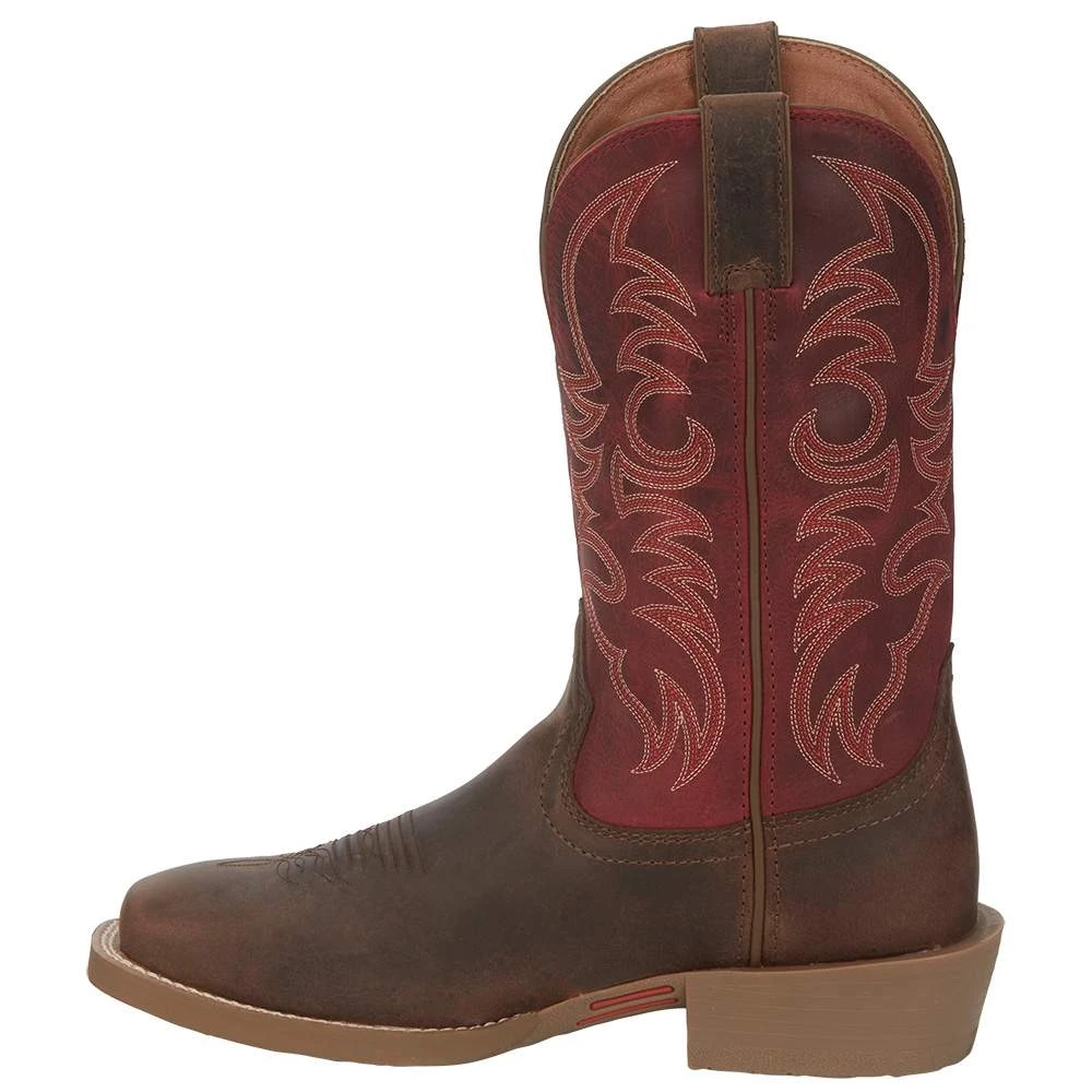 Justin Boots Men`s Syrup Brown Water Buffalo 12 In Chili Pepper Red Top Cowboy Boot 3 Justin Boots Men`s Syrup Brown Water Buffalo 12 In Chili Pepper Red Top Cowboy Boot - Image 3