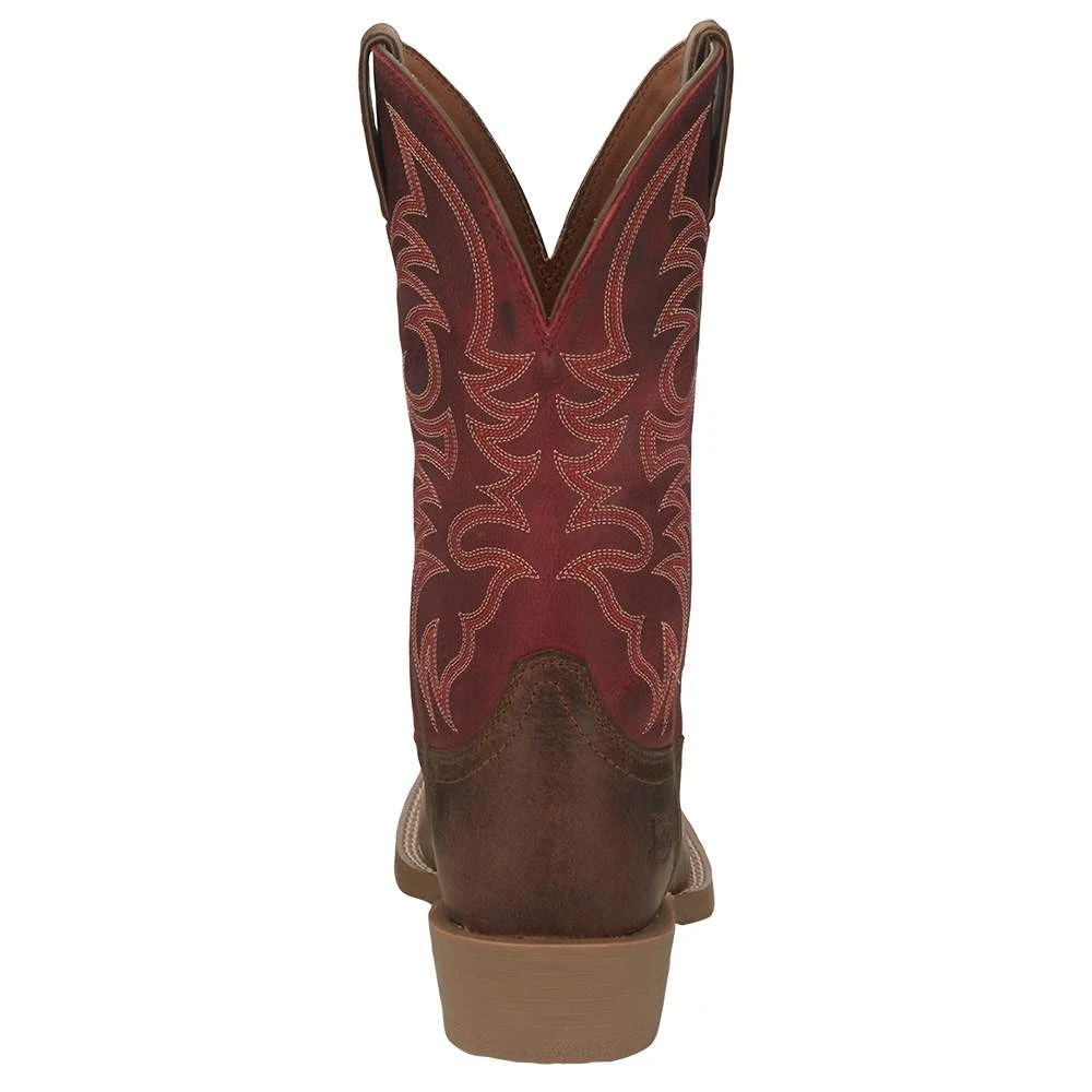 Justin Boots Men`s Syrup Brown Water Buffalo 12 In Chili Pepper Red Top Cowboy Boot 4 Justin Boots Men`s Syrup Brown Water Buffalo 12 In Chili Pepper Red Top Cowboy Boot - Image 4