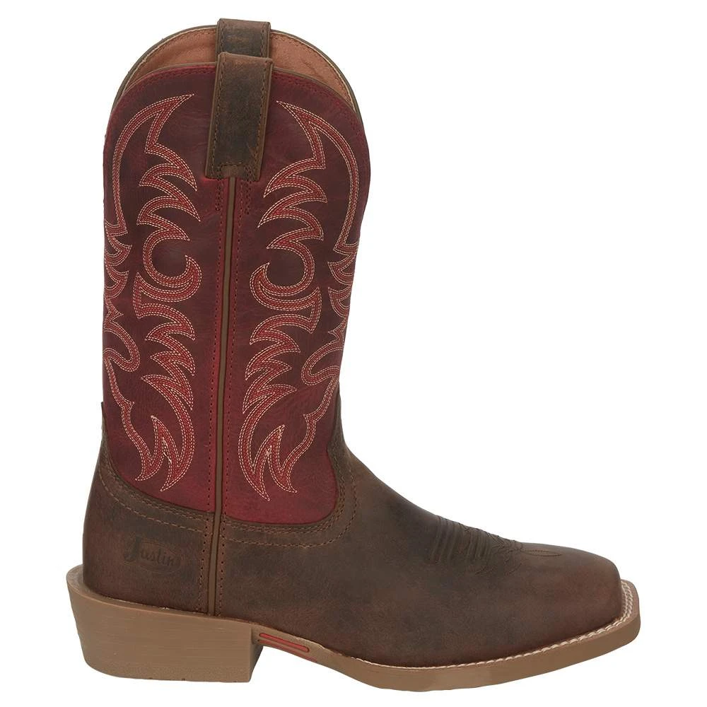 Justin Boots Men`s Syrup Brown Water Buffalo 12 In Chili Pepper Red Top Cowboy Boot 5 Justin Boots Men`s Syrup Brown Water Buffalo 12 In Chili Pepper Red Top Cowboy Boot - Image 5