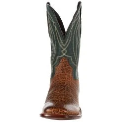 Tony Lama Men's Tapadera Cognac Elephant Print 11in. Green Top Square Toe Boo -Ariat Sales Store TL3017 21