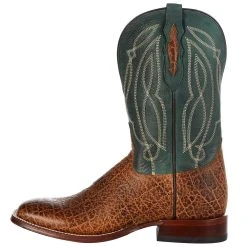 Tony Lama Men's Tapadera Cognac Elephant Print 11in. Green Top Square Toe Boo -Ariat Sales Store TL3017 3