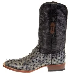 Tanner Mark Boots Men's Tanner Mark Black Rustic Full Quill Ostrich Print Square Toe Cowboy Boot -Ariat Sales Store TM200962 H302 2