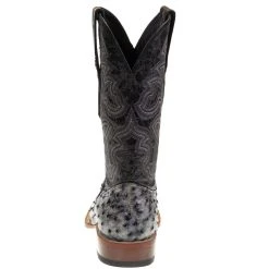 Tanner Mark Boots Men's Tanner Mark Black Rustic Full Quill Ostrich Print Square Toe Cowboy Boot -Ariat Sales Store TM200962 H302 3