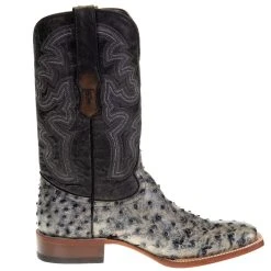Tanner Mark Boots Men's Tanner Mark Black Rustic Full Quill Ostrich Print Square Toe Cowboy Boot -Ariat Sales Store TM200962 H302 4