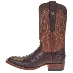 Tanner Mark Boots Men's Tanner Mark Rustic Brown FQ Ostrich Print 12in. Italo Orix Top Square Toe Boot -Ariat Sales Store TM205525 2