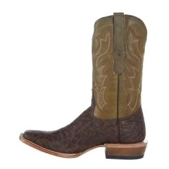 Tanner Mark Boots Men`s Matte Brown Elephant Print 12in. Green Top Square Toe Boot -Ariat Sales Store TM207028 5