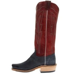 Olathe Boot Company Men`s Black Wyoming Reverse 16in Deep Red Navajo Bison Dog Top Cutter Toe Boot -Ariat Sales Store TT14 03