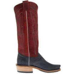 Olathe Boot Company Men`s Black Wyoming Reverse 16in Deep Red Navajo Bison Dog Top Cutter Toe Boot -Ariat Sales Store TT14 05