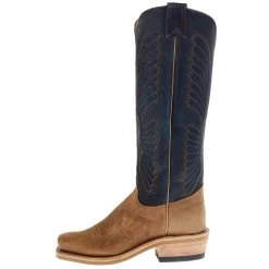 Olathe Boot Company Men`s Sand Angry Elk 16in Indigo Navajo Bison Top Cutter Toe Boot -Ariat Sales Store TT16 03